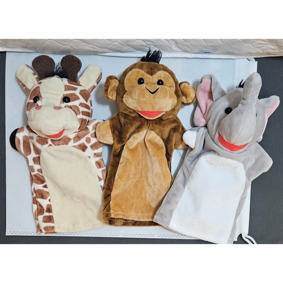 Animal Hand‎ Puppets Giraffe Monkey Elephant Plush Soft Toys Kids - Picture 3 of 11